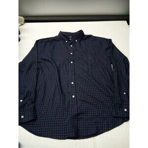 Reed Edward Button Up Shirt Men's Size 2XL Long Sleeve Blue White Plaid Cotton